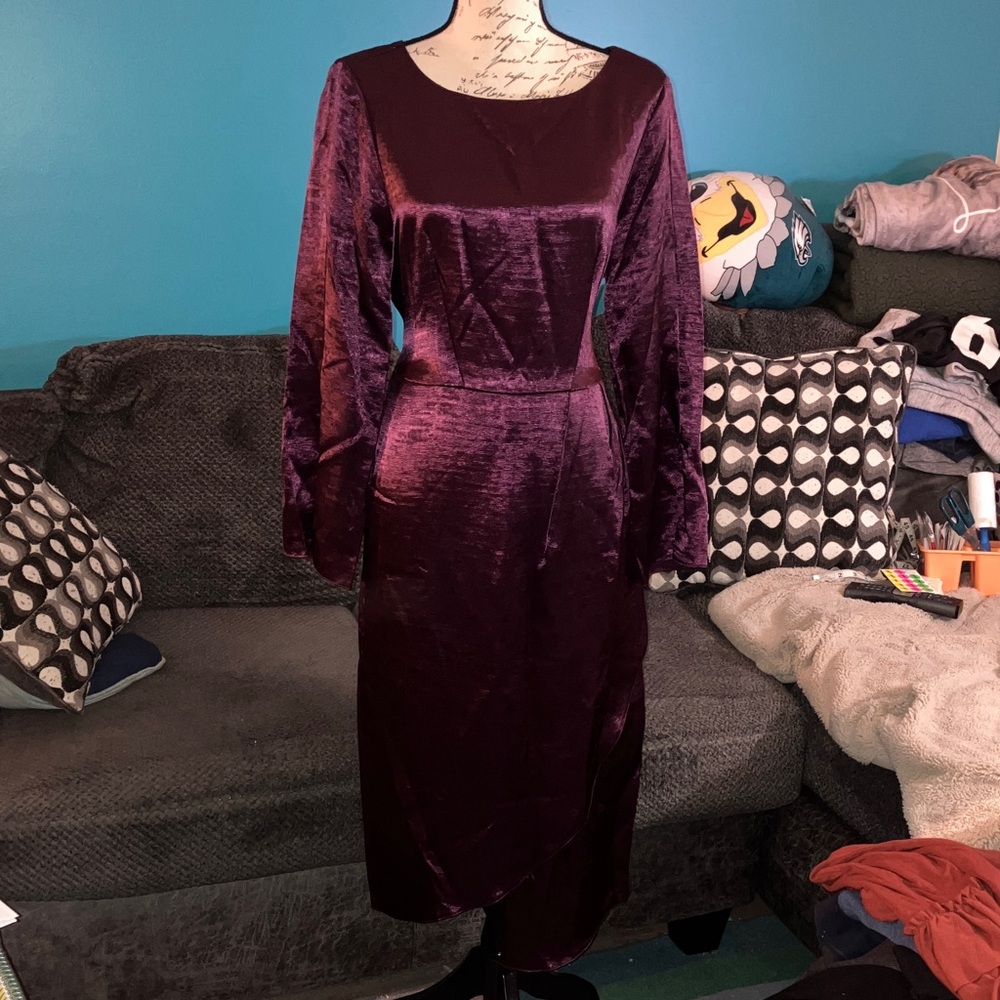 NWT Closet London Drape Long Sleeve Dress, Size 12